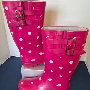 Merona Pink With White Polka-dots Rain Boots